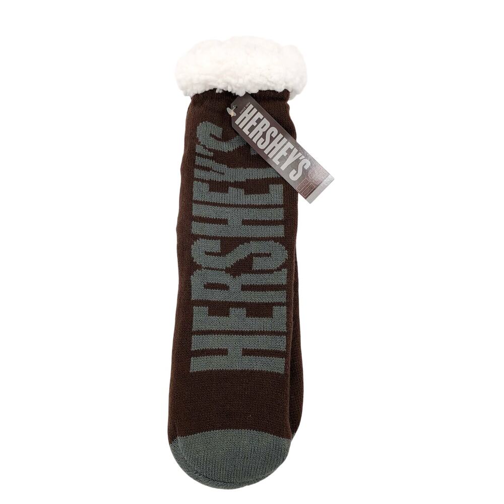 BRAND NEW Hershey's Sherpa lined Gripper Socks Novelty Funny Warm Fuzzy Non-Slip